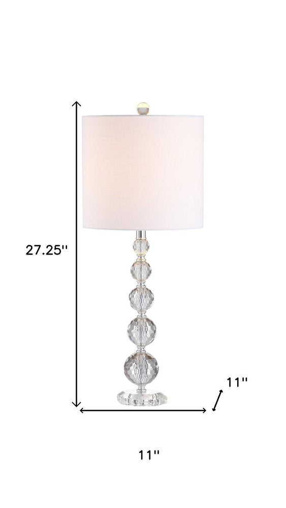 Set of Two 27" Clear Table Lamps With Drum Shades