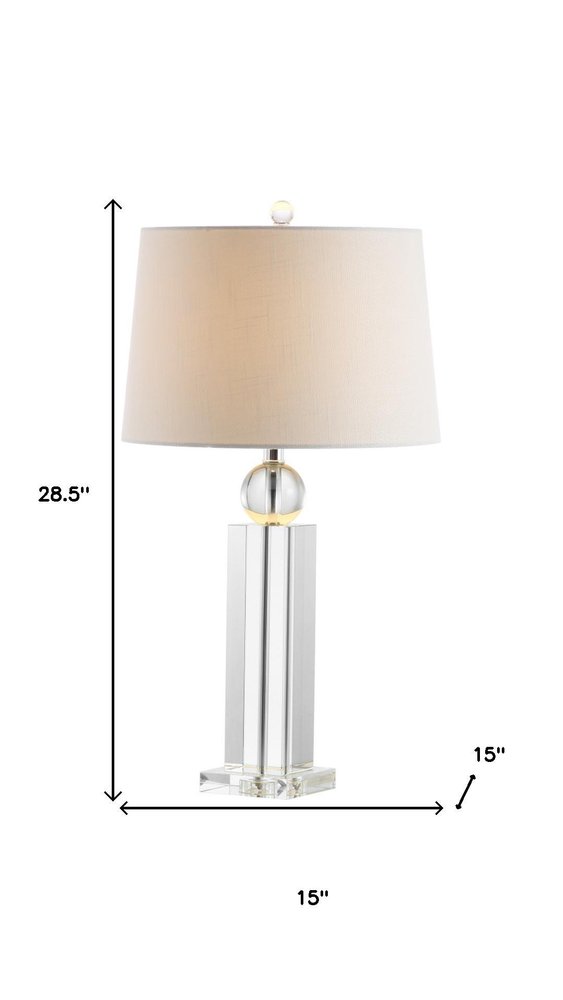 29" Silver And Clear Table Lamp With Empire Shade