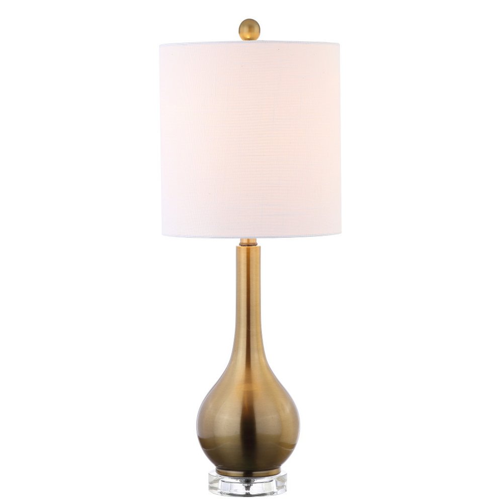 25" Clear Gourd Table Lamp LED With Drum Shade