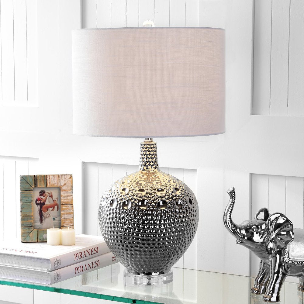 27" Clear Novelty Bedside Lamp With Drum Shade