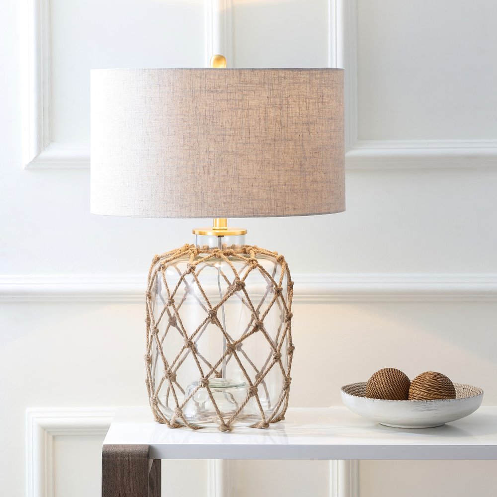 27" Clear Novelty Table Lamp LED With Drum Shade