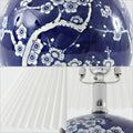 20" Blue And White Globe Table Lamp With Cone Shade