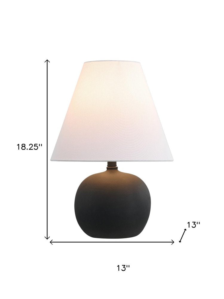 Set of Two 18" Black Round Bedside Lamps With Cone Shades