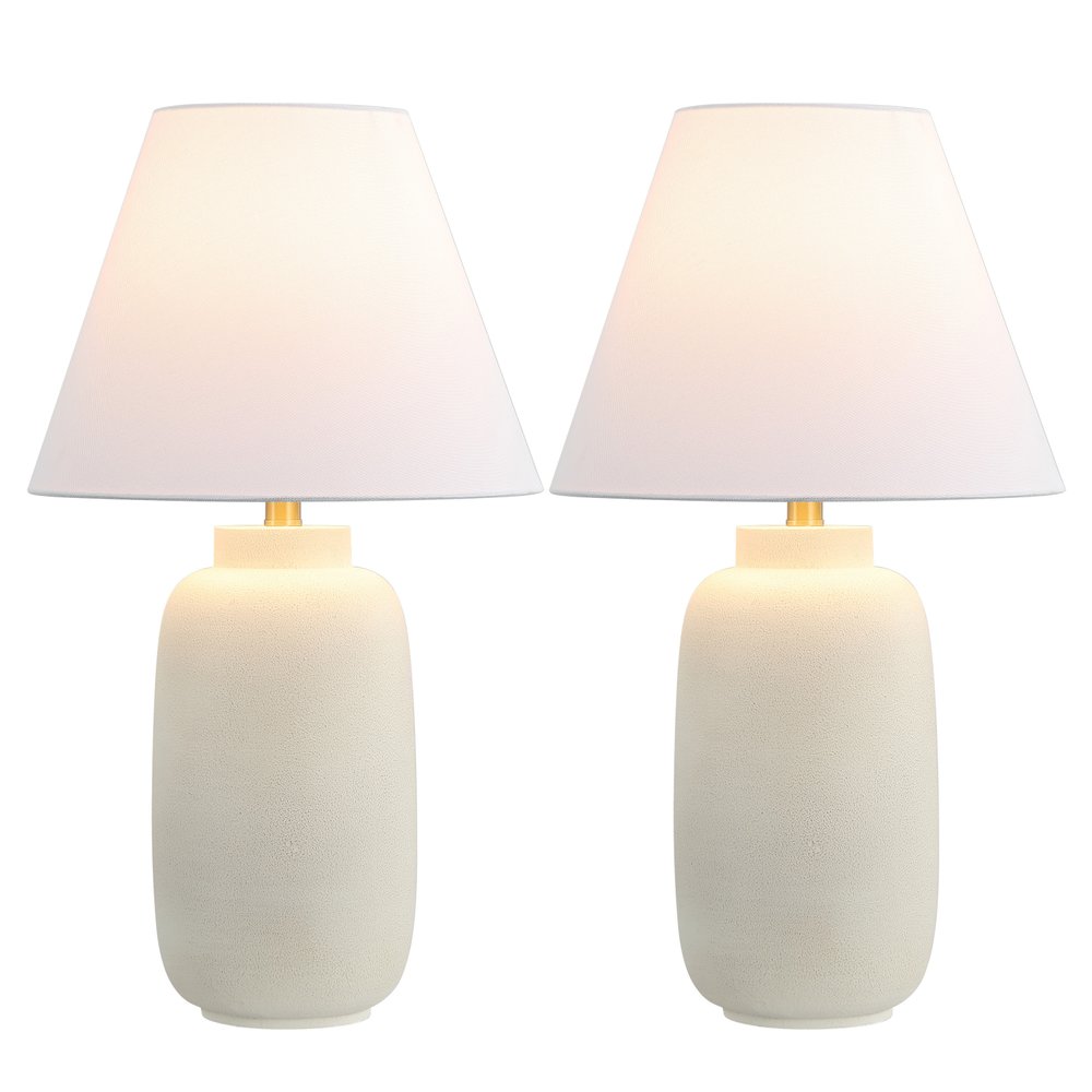 Set of Two 25" Cream Table Lamps With Cone Shades