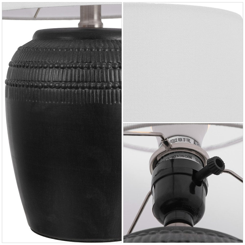 Set of Two 17" Clear Gourd Table Lamps LED With Drum Shades