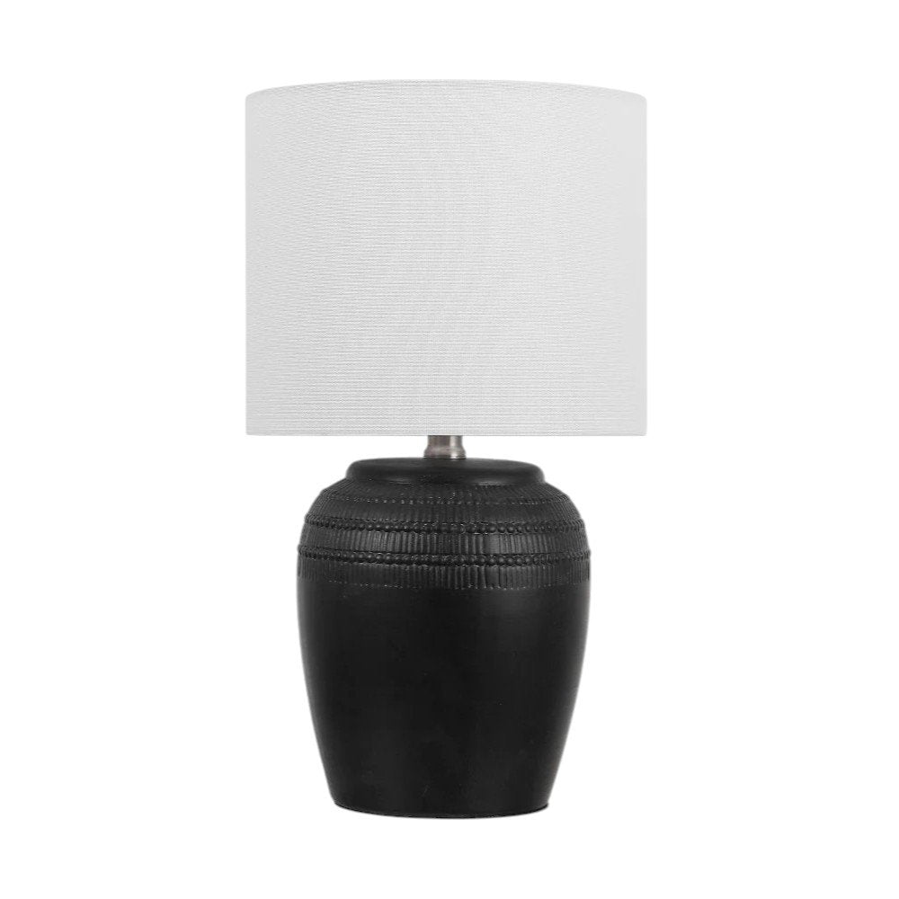 Set of Two 17" Clear Gourd Table Lamps LED With Drum Shades