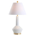 29" White And Gold Urn Table Lamp With Empire Shade