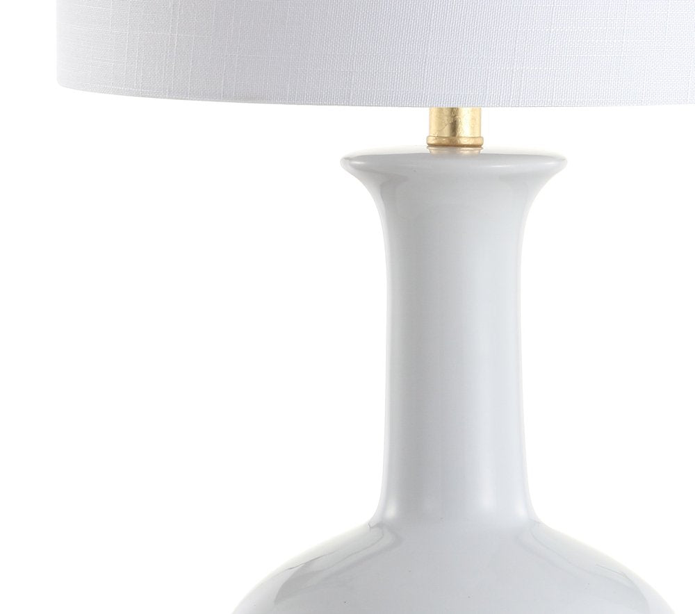27" White And Gold Novelty Table Lamp With Drum Shade