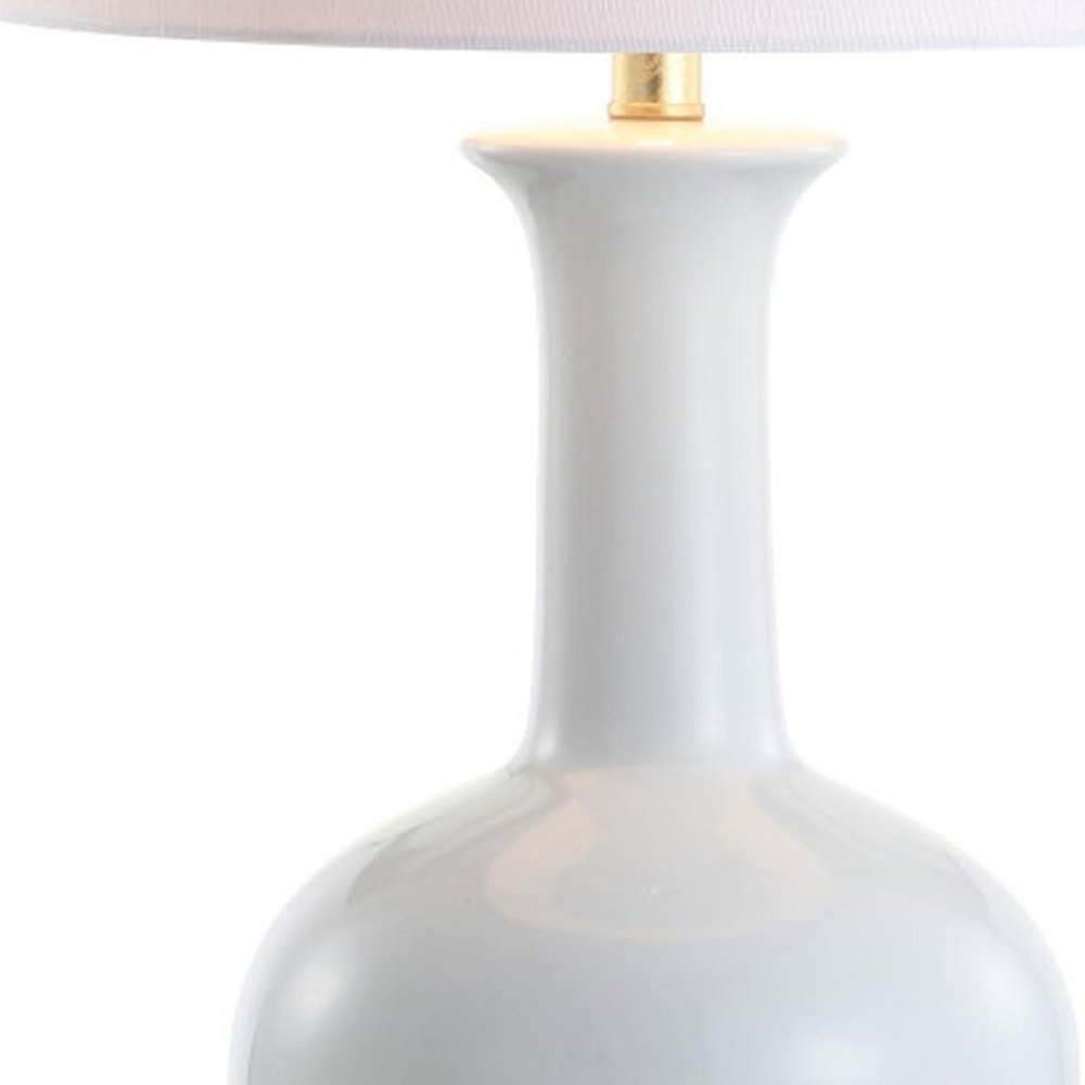 27" White And Gold Novelty Table Lamp With Drum Shade