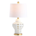 21" White And Gold Urn Table Lamp With Drum Shade