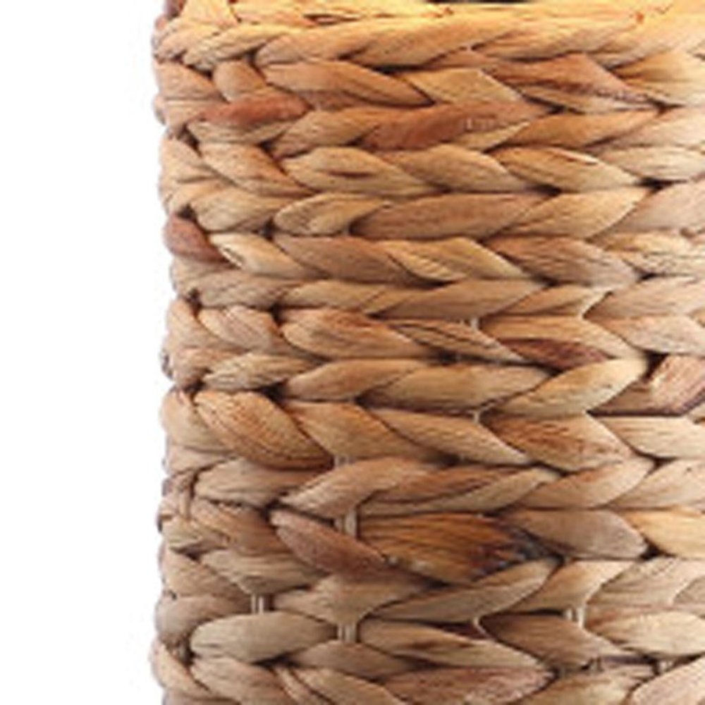 Set of Two 25" Natural And Black Bedside Lamps With Drum Shades