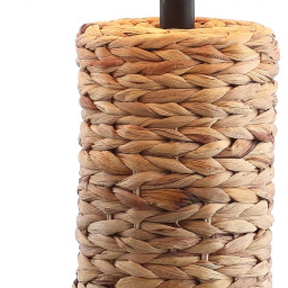 Set of Two 25" Natural And Black Bedside Lamps With Drum Shades