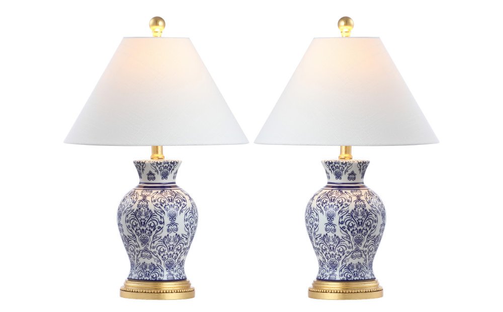 Set of Two 21" Gold Novelty Table Lamps LED With Empire Shades