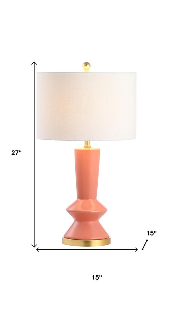 27" Gold Geometric Table Lamp LED With Drum Shade