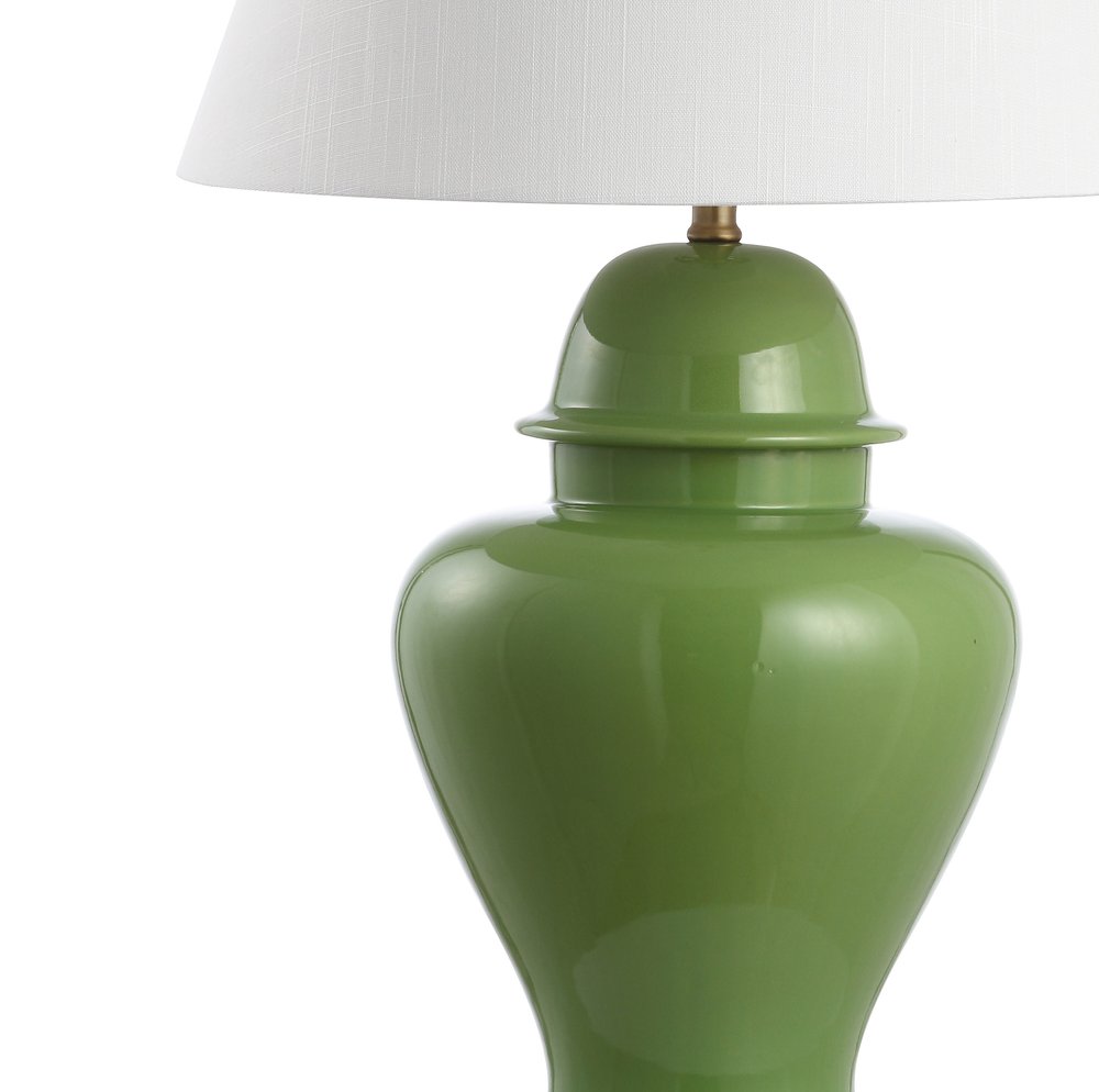 33" Green And Gold Urn Table Lamp With Empire Shade