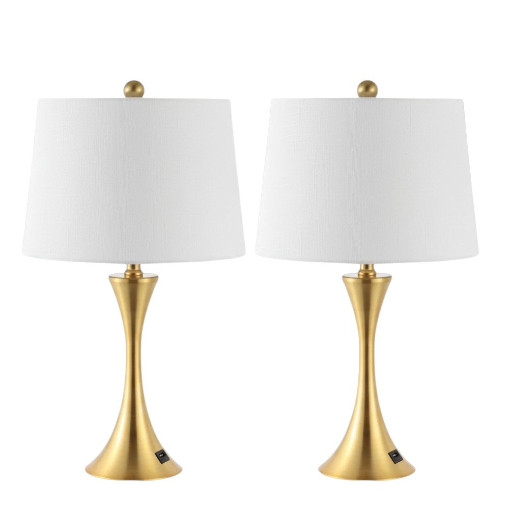 Set of Two 23" Clear Novelty Table Lamps With Empire Shades