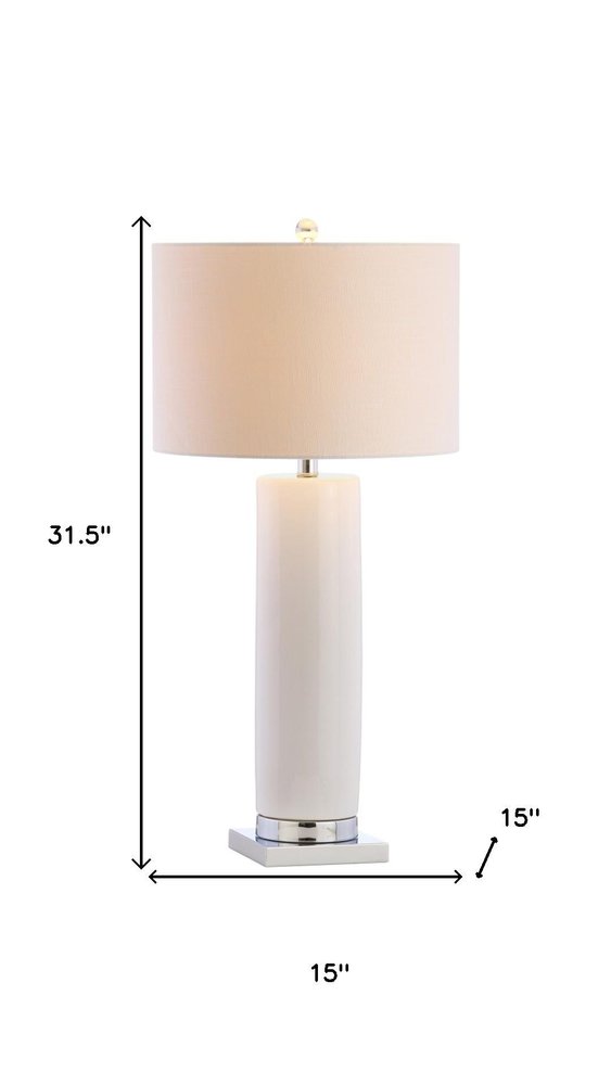 32" Silver Novelty Table Lamp LED With Drum Shade