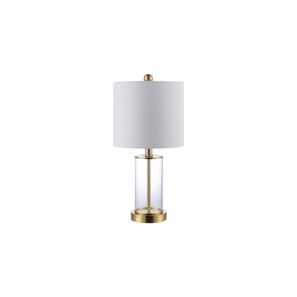 Set of Two 21" Gold USB Table Lamps With Drum Shades