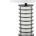 27" Black USB Table Lamp With Drum Shade