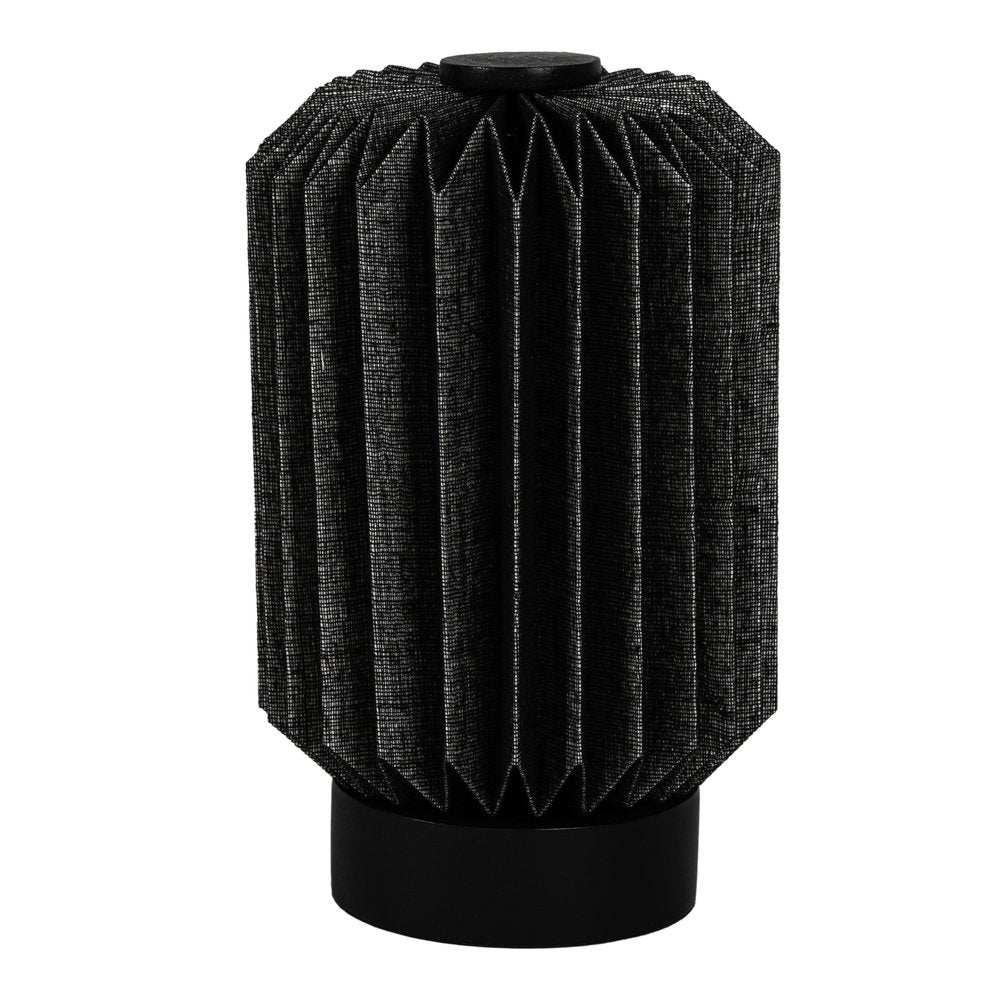 9" Black Geometric Bedside Lamp With Cylinder Shade