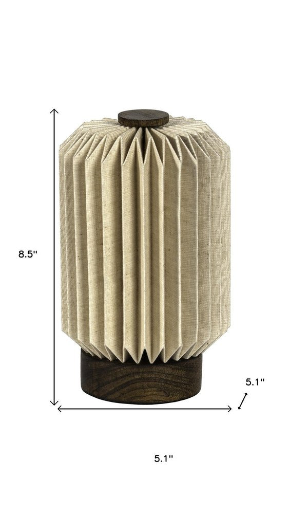 9" Natural Geometric Table Lamp LED With Cylinder Shade