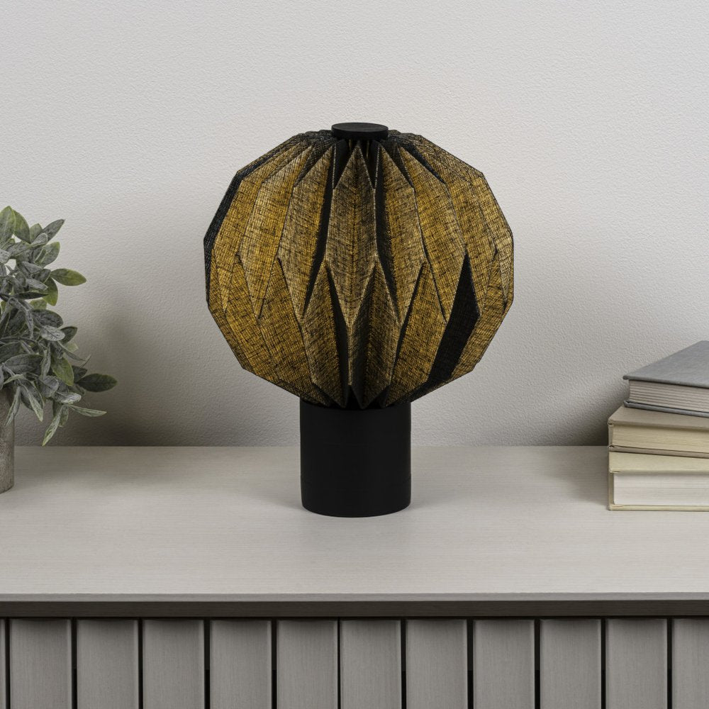 11" Black Geometric Table Lamp LED With Globe Shade