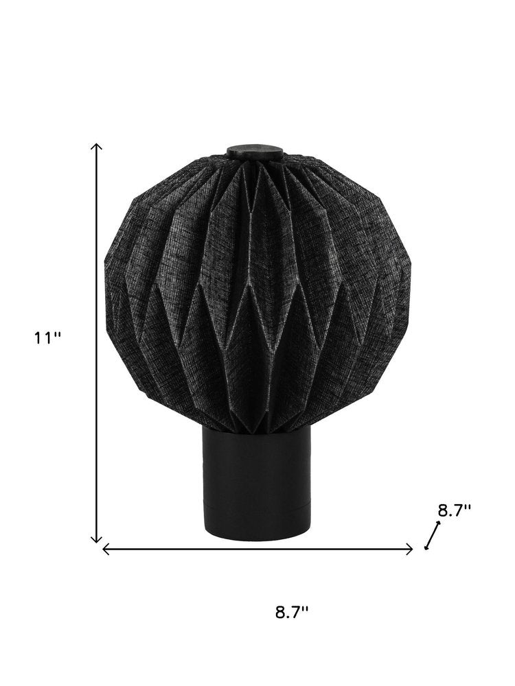 11" Black Geometric Table Lamp LED With Globe Shade