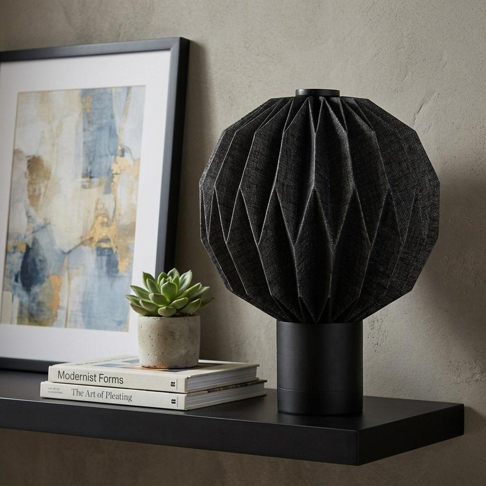11" Black Geometric Table Lamp LED With Globe Shade