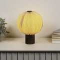 11" Natural Geometric Bedside Lamp With Globe Shade