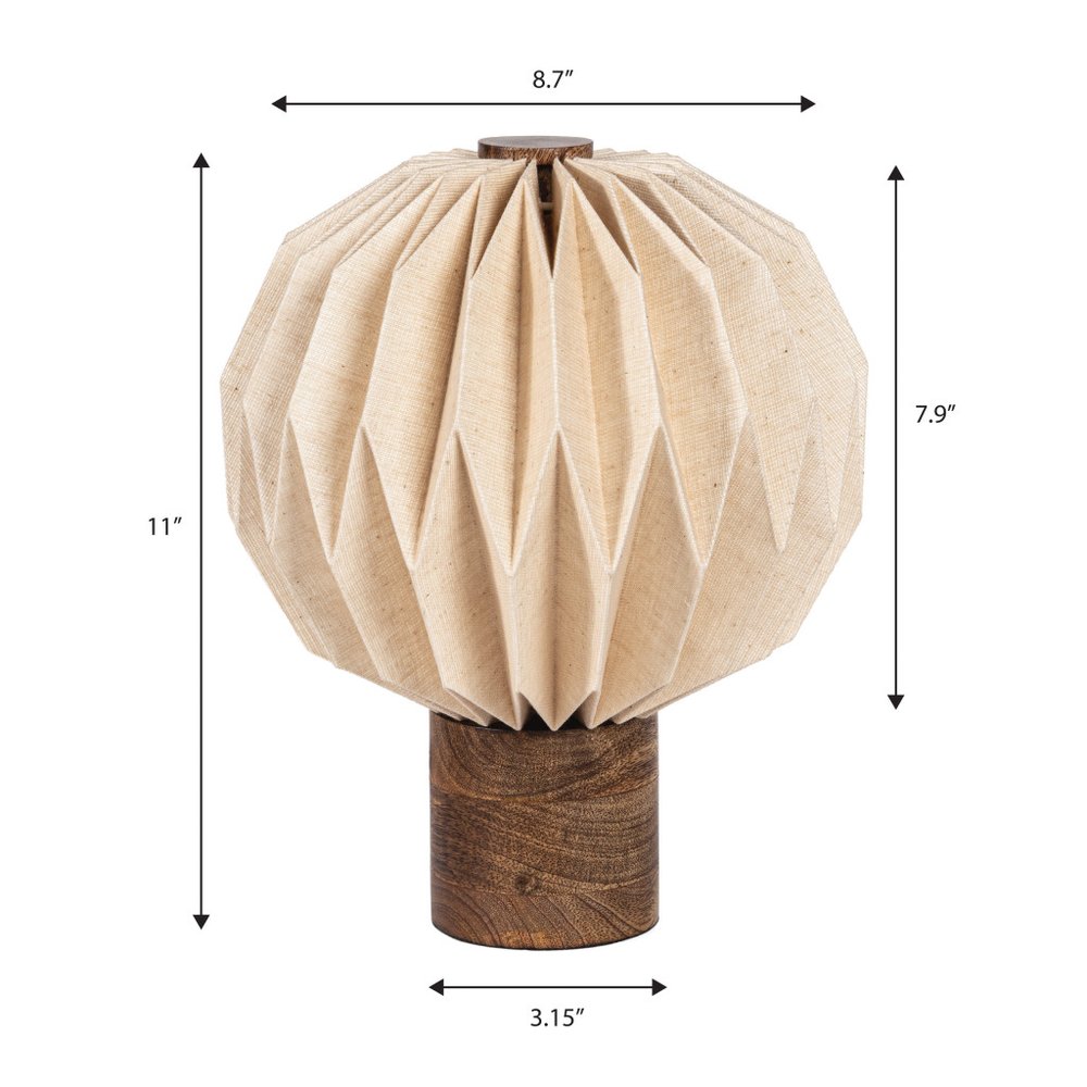 11" Natural Geometric Bedside Lamp With Globe Shade