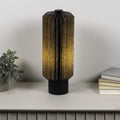 16" Black Geometric Table Lamp LED With Cylinder Shade