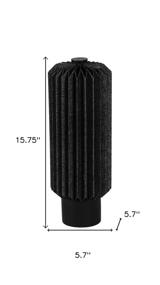 16" Black Geometric Table Lamp LED With Cylinder Shade