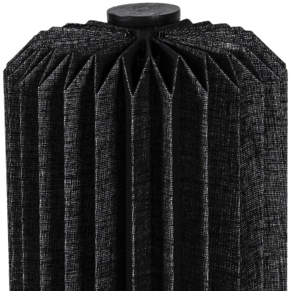 16" Black Geometric Table Lamp LED With Cylinder Shade