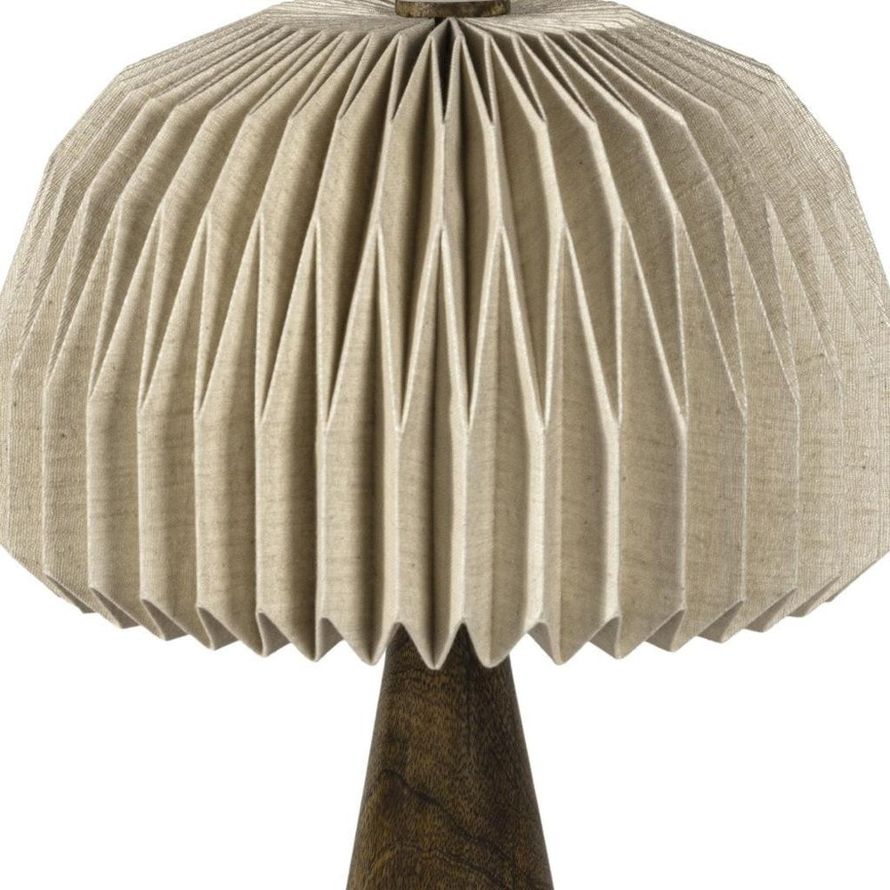16" Natural Geometric Table Lamp LED With Dome Shade