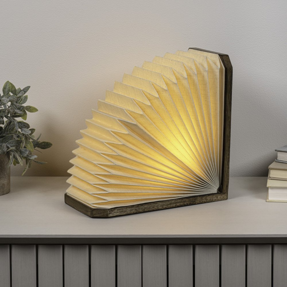 11" Natural Geometric Table Lamp With Novelty Shade