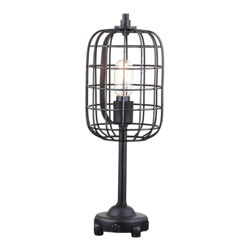 20" Black Geometric Novelty Table Lamp With Drum Shade