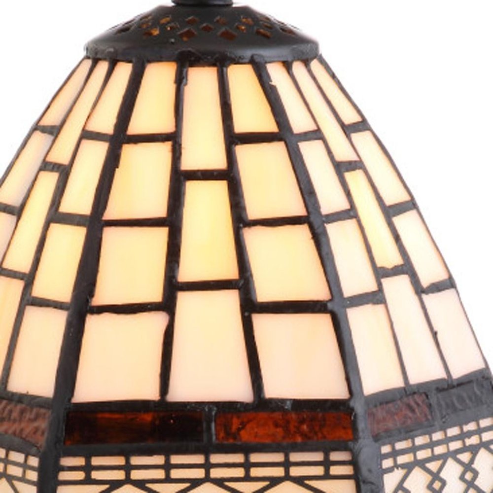 12-Inch Brown Mosaic Tile Tiffany Table Lamp with Empire Shade