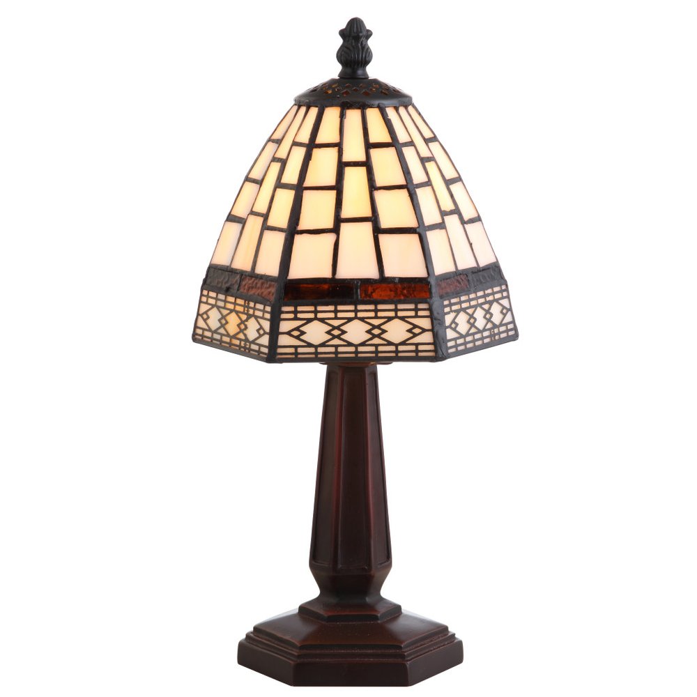 12-Inch Brown Mosaic Tile Tiffany Table Lamp with Empire Shade