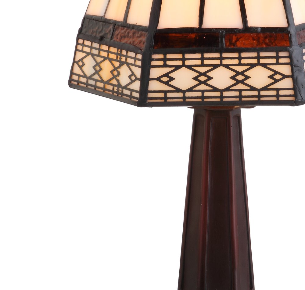 12-Inch Brown Mosaic Tile Tiffany Table Lamp with Empire Shade