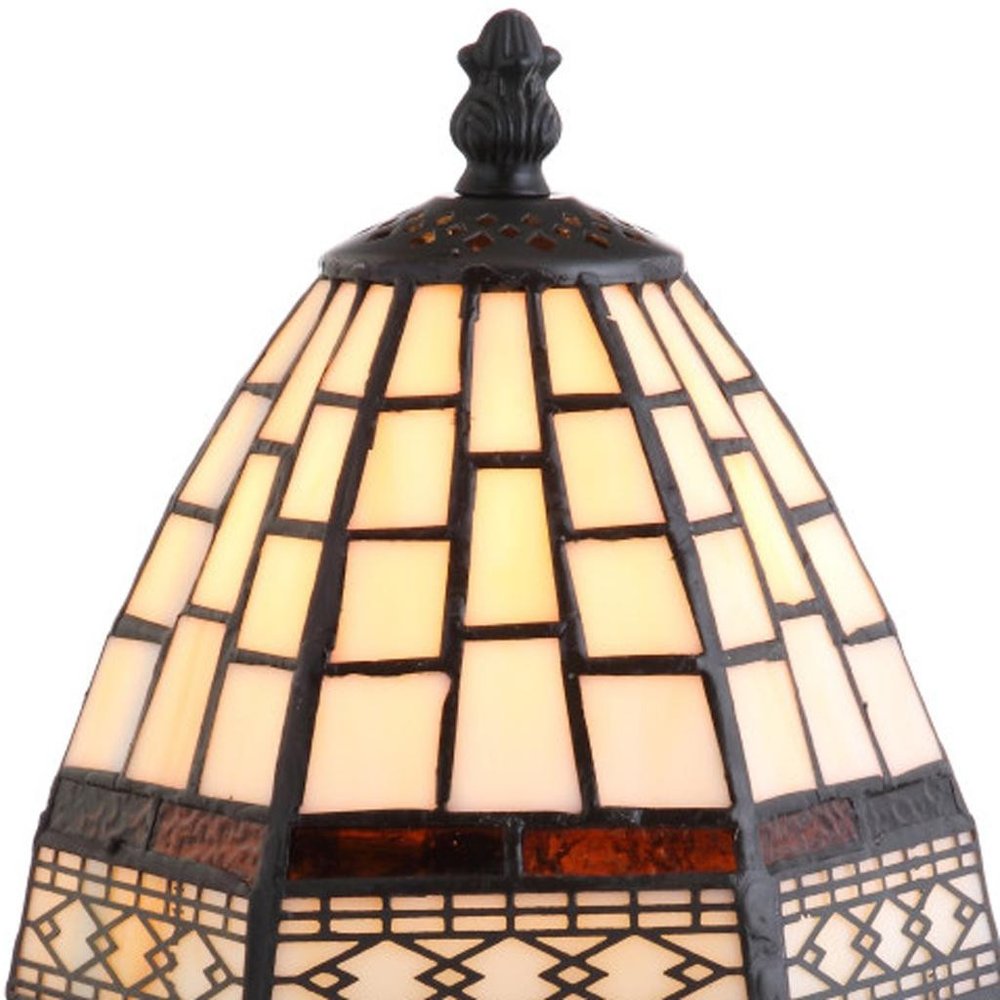 12-Inch Brown Mosaic Tile Tiffany Table Lamp with Empire Shade