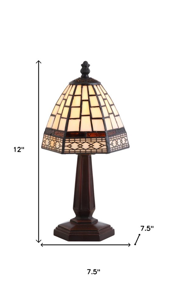 12-Inch Brown Mosaic Tile Tiffany Table Lamp with Empire Shade