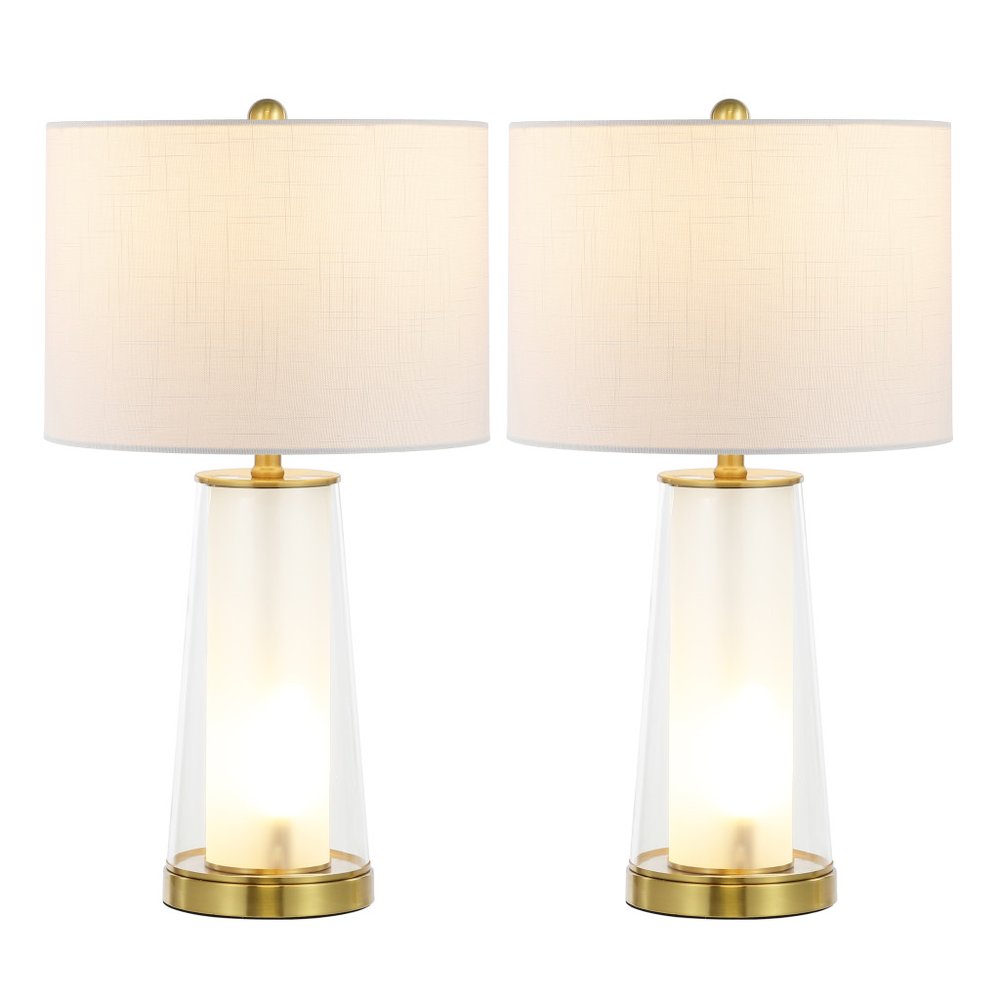 Set of Two 26" Gold Lighthouse Table Lamps With Drum Shades