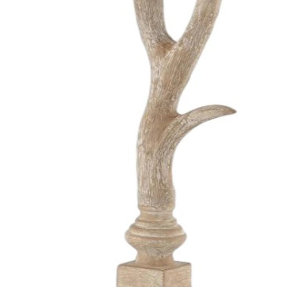 30-Inch Clear Antler Crystal Table Lamp with Light Beige Shade