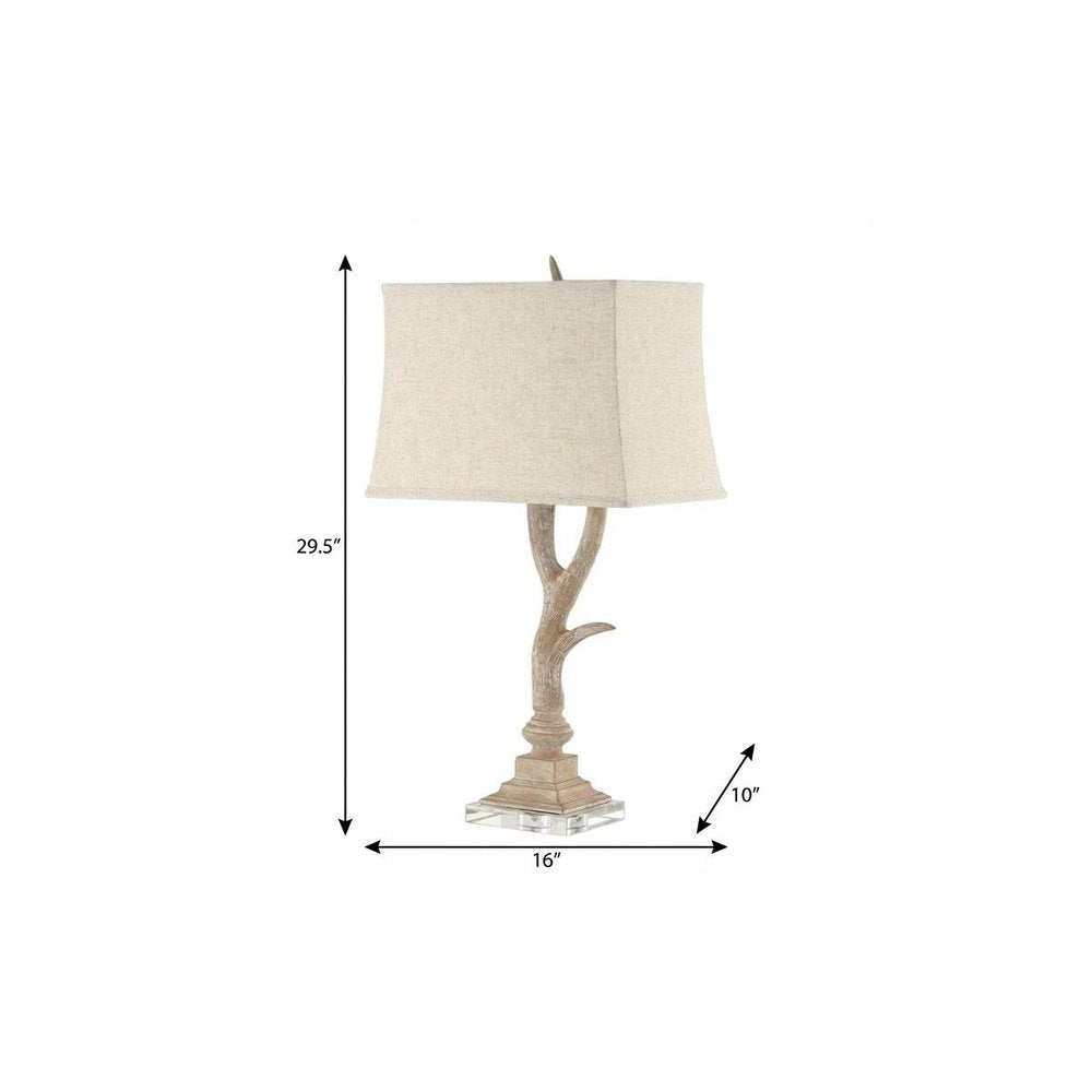 30" Clear Antlers Table Lamp With Shade