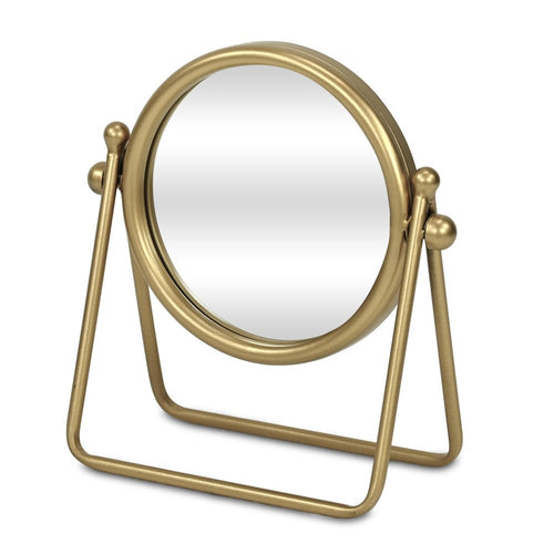10" Gold Metal Round Tilting Framed Makeup Shaving Tabletop Mirror