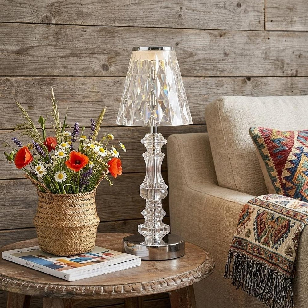 13" Silver Novelty USB Table Lamp LED With Empire Shade