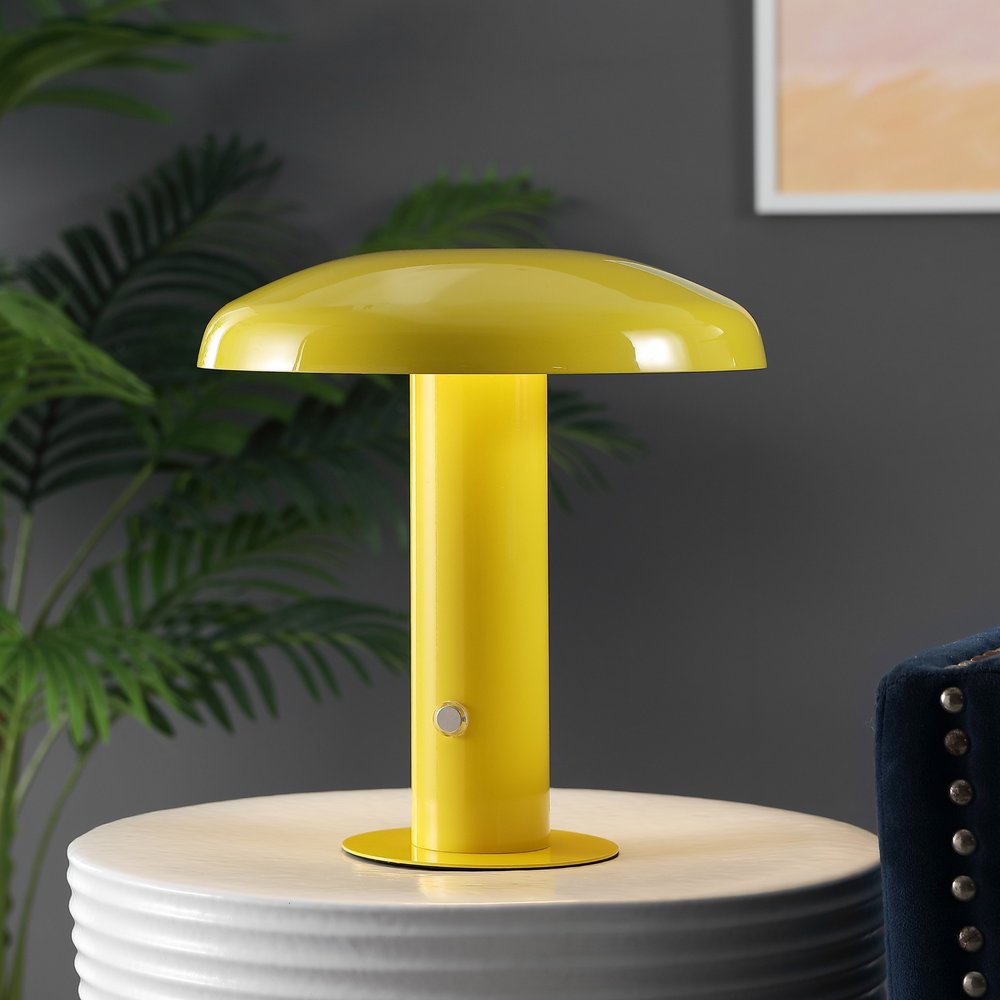 11" Yellow Novelty USB Table Lamp With Globe Shade
