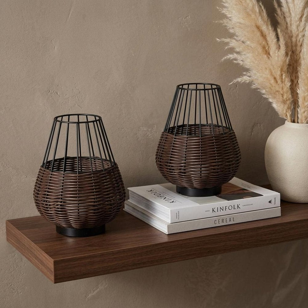 Set of Two 10" Black Round USB Table Lamps LED With Globe Shades