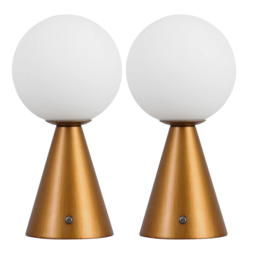 Set of Two 12" Clear Lighthouse USB Table Lamps LED