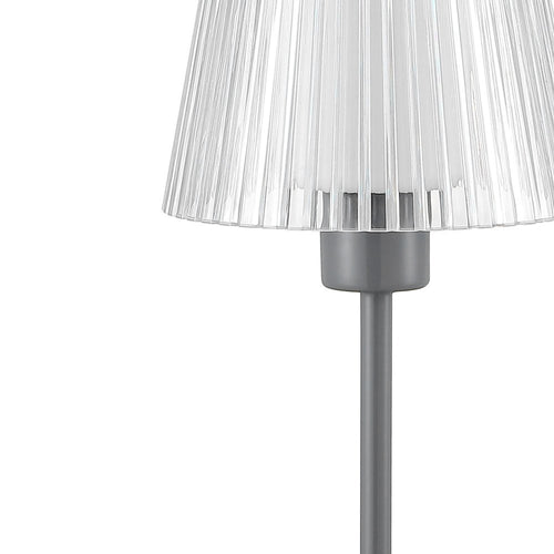 13" Gray USB Table Lamp With Empire Shade
